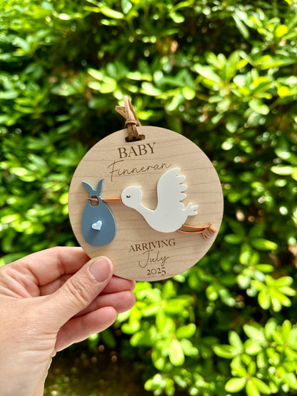 Stork Baby Announcement Ornament