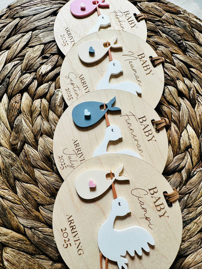 Stork Baby Announcement Ornament