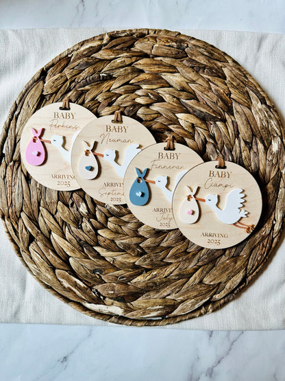 Stork Baby Announcement Ornament