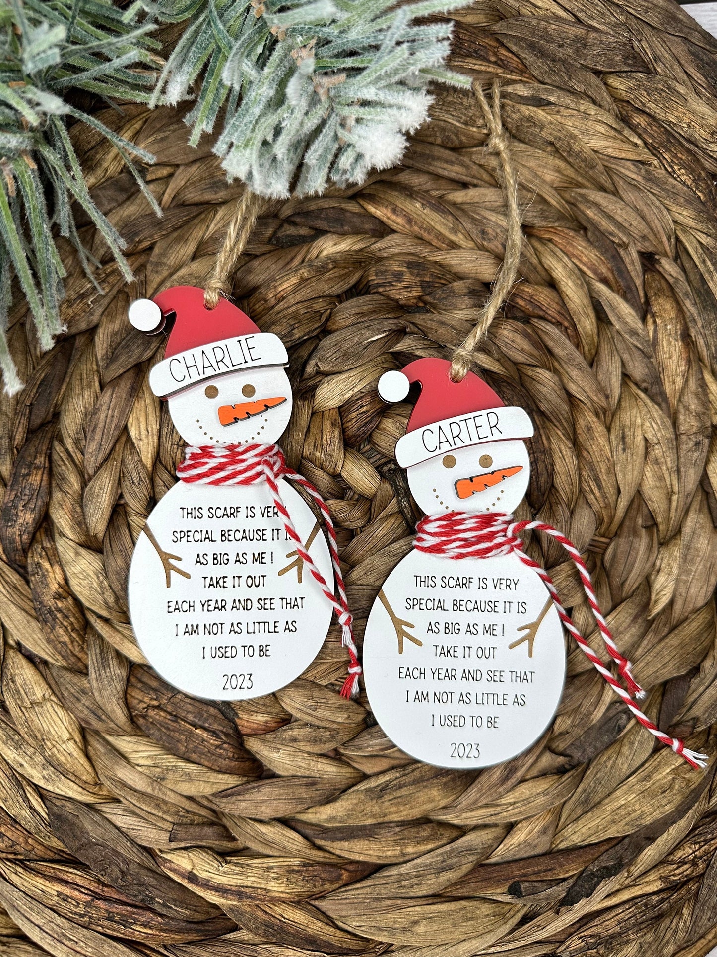 Personalized Snowman Child's Height Ornament