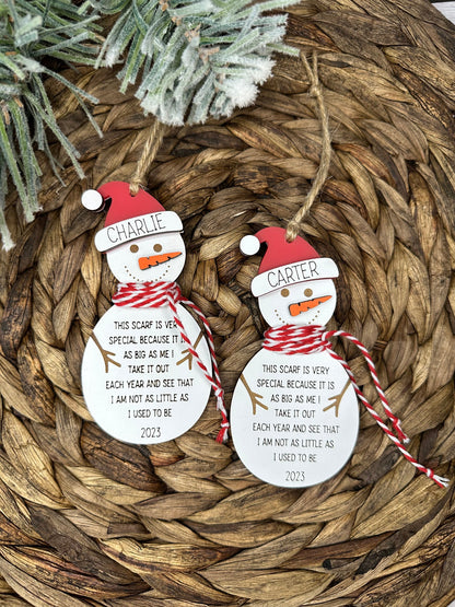 Personalized Snowman Child's Height Ornament