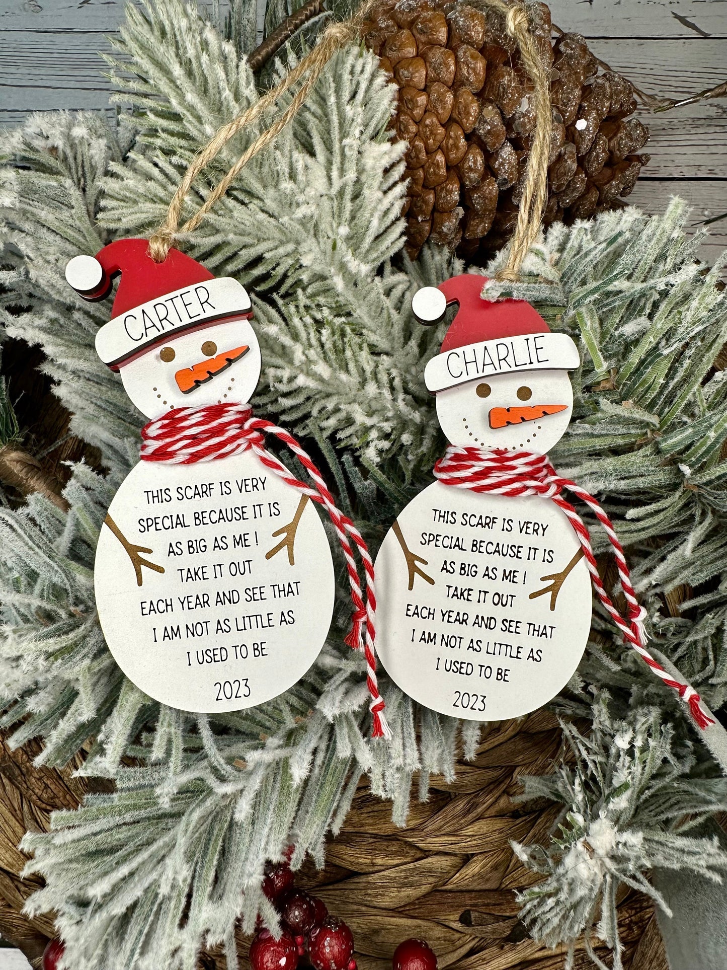 Personalized Snowman Child's Height Ornament