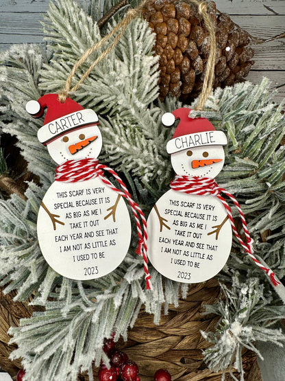 Personalized Snowman Child's Height Ornament