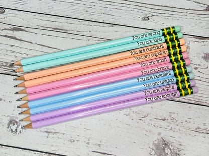 Positive Affirmation Engraved Pencils