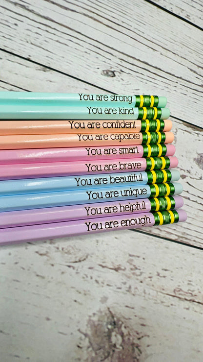 Positive Affirmation Engraved Pencils