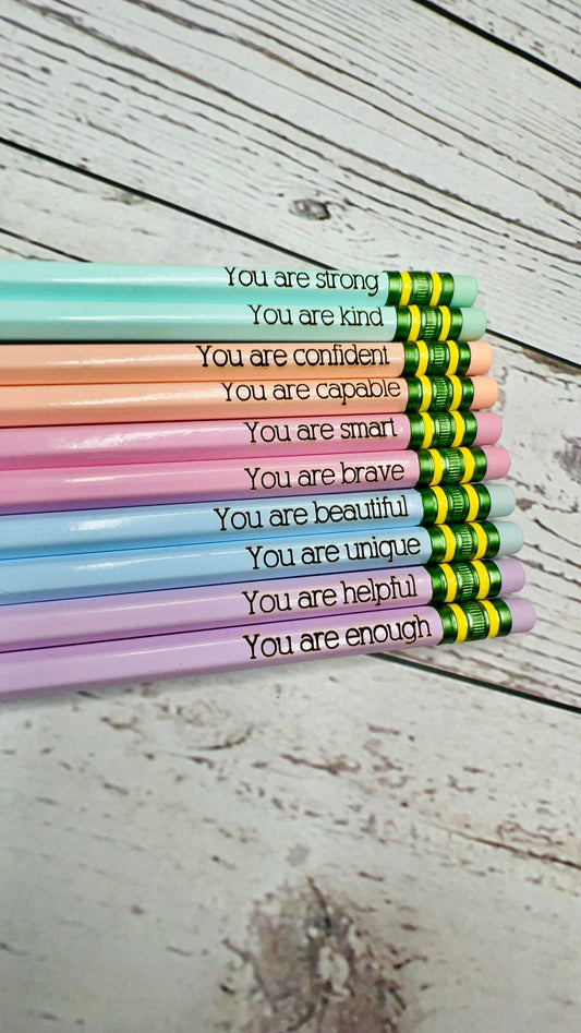 Positive Affirmation Engraved Pencils