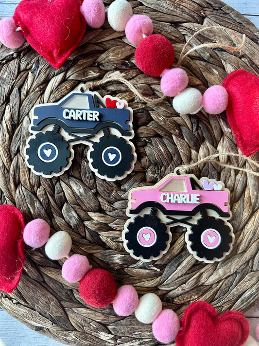 Monster Truck Valentine's Tag